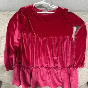 Girls ruby red velvet dress, size medium 8-10.